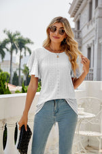 Eyelet Flutter Sleeve Top