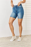 Josie Tummy Control Double Button Bermuda Denim Judy Blue Shorts