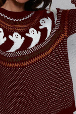 Ghost Pattern Long Sleeve Sweater