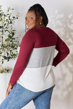 Layla Striped Contrast Long Sleeve Blouse