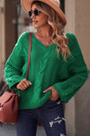 Jillian Cable Knit V-Neck Sweater