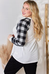 Kristie Plaid Raglan Sleeve Round Blouse