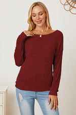 Opal Boat Neck Backless Dropped Shoulder T-Shirt