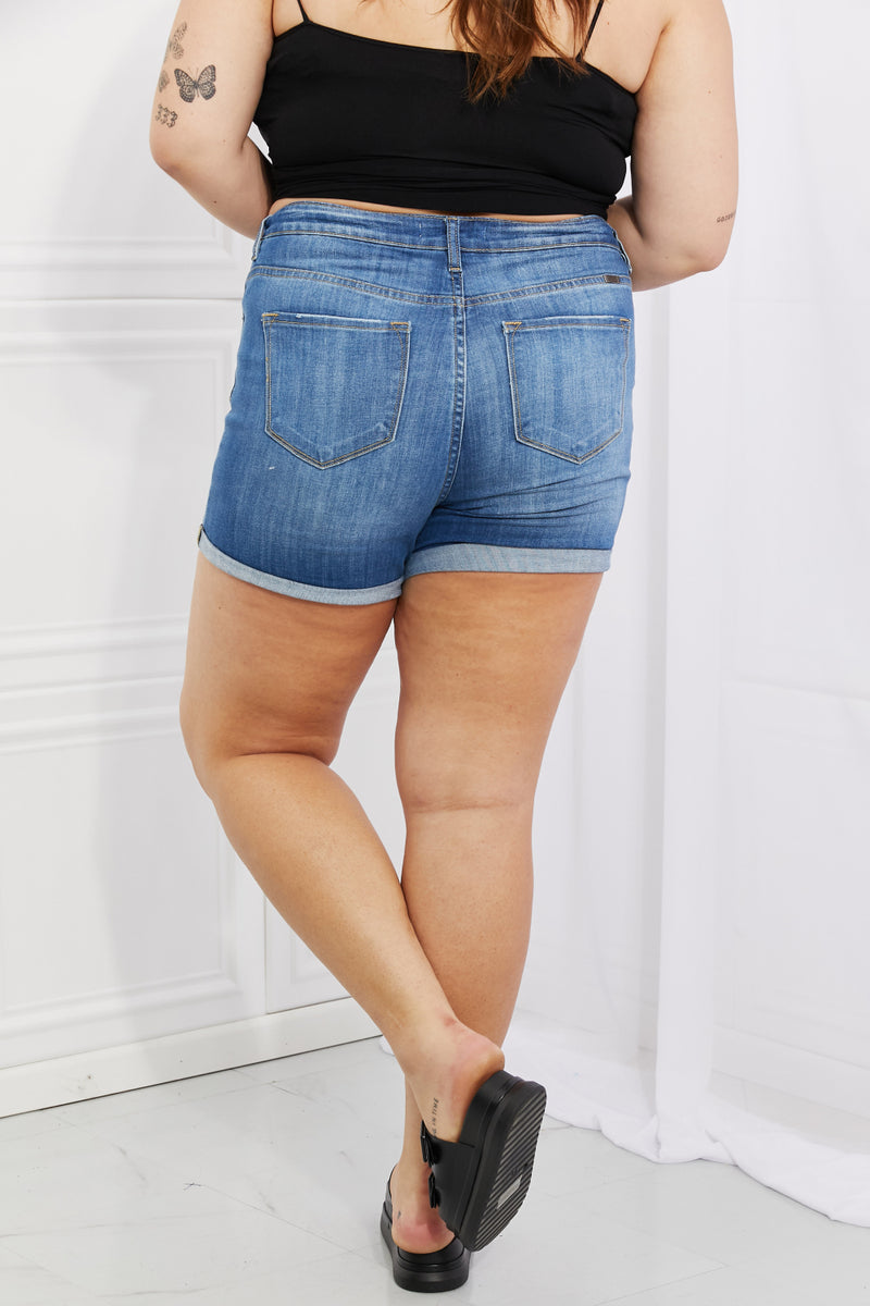 Marissa High Rise Medium Stone Wash Denim Kancan Shorts