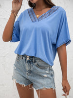 V-Neck Short Sleeve Blouse