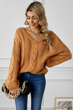 Jillian Cable Knit V-Neck Sweater