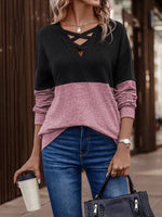 Melinda Two-Tone Crisscross Sweatshirt