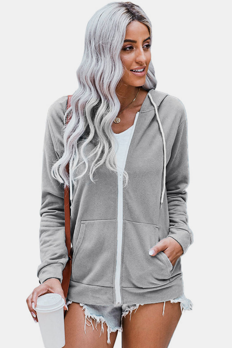 Solid Pocket Zipper Hoodie- 3 Colors