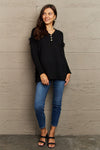 Madelyn Buttoned Dropped Shoulder Raw Hem Sweater