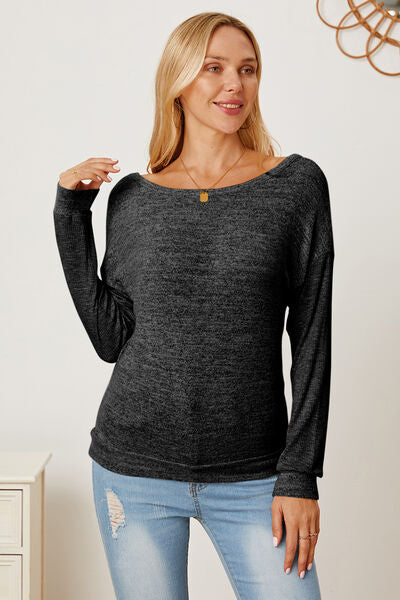 Opal Boat Neck Backless Dropped Shoulder T-Shirt