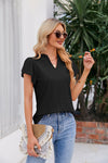 Josephine Notched Neck Puff Sleeve Blouse