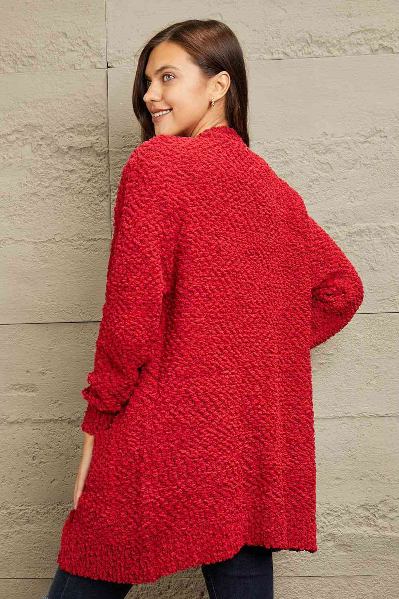 Falling For You Popcorn Cardigan in Red