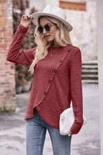 Destiny Ribbed Buttoned Long Sleeve Tee