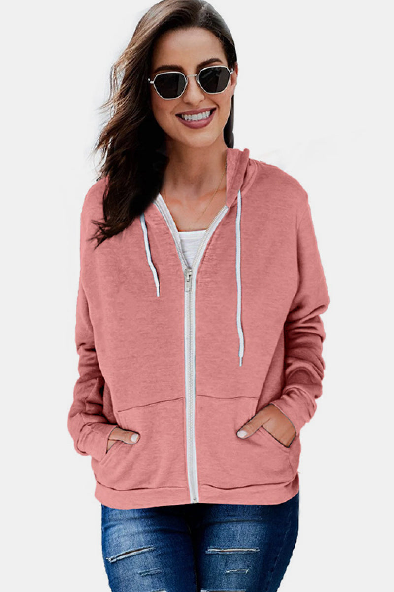 Solid Pocket Zipper Hoodie- 3 Colors