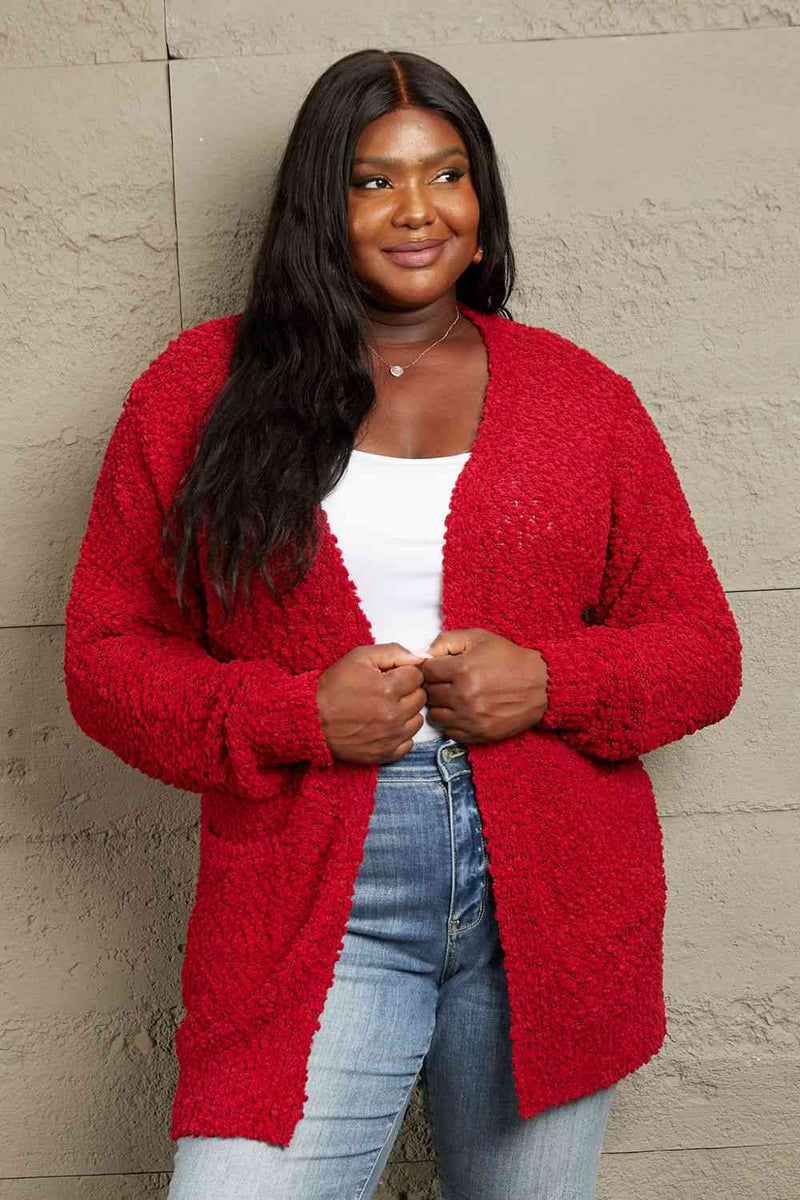 Falling For You Popcorn Cardigan in Red