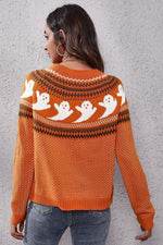 Ghost Pattern Long Sleeve Sweater