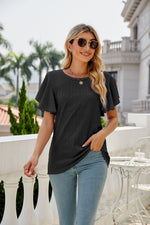 Eyelet Flutter Sleeve Top