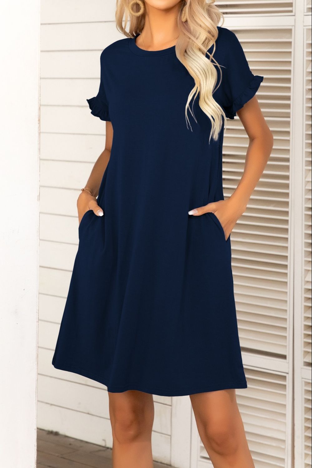 Rainey Flounce Sleeve Dress with Pockets