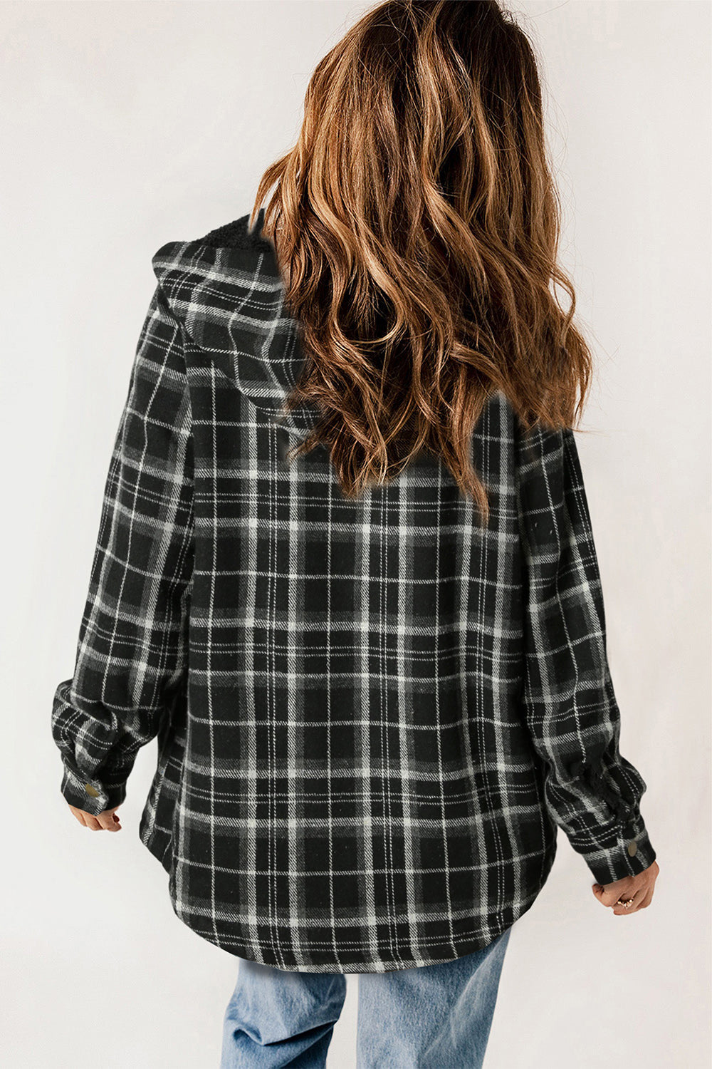 Olivia Plaid Snap Down Hooded Jacket