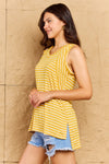 Talk To Me Striped Sleeveless V-Neck Top