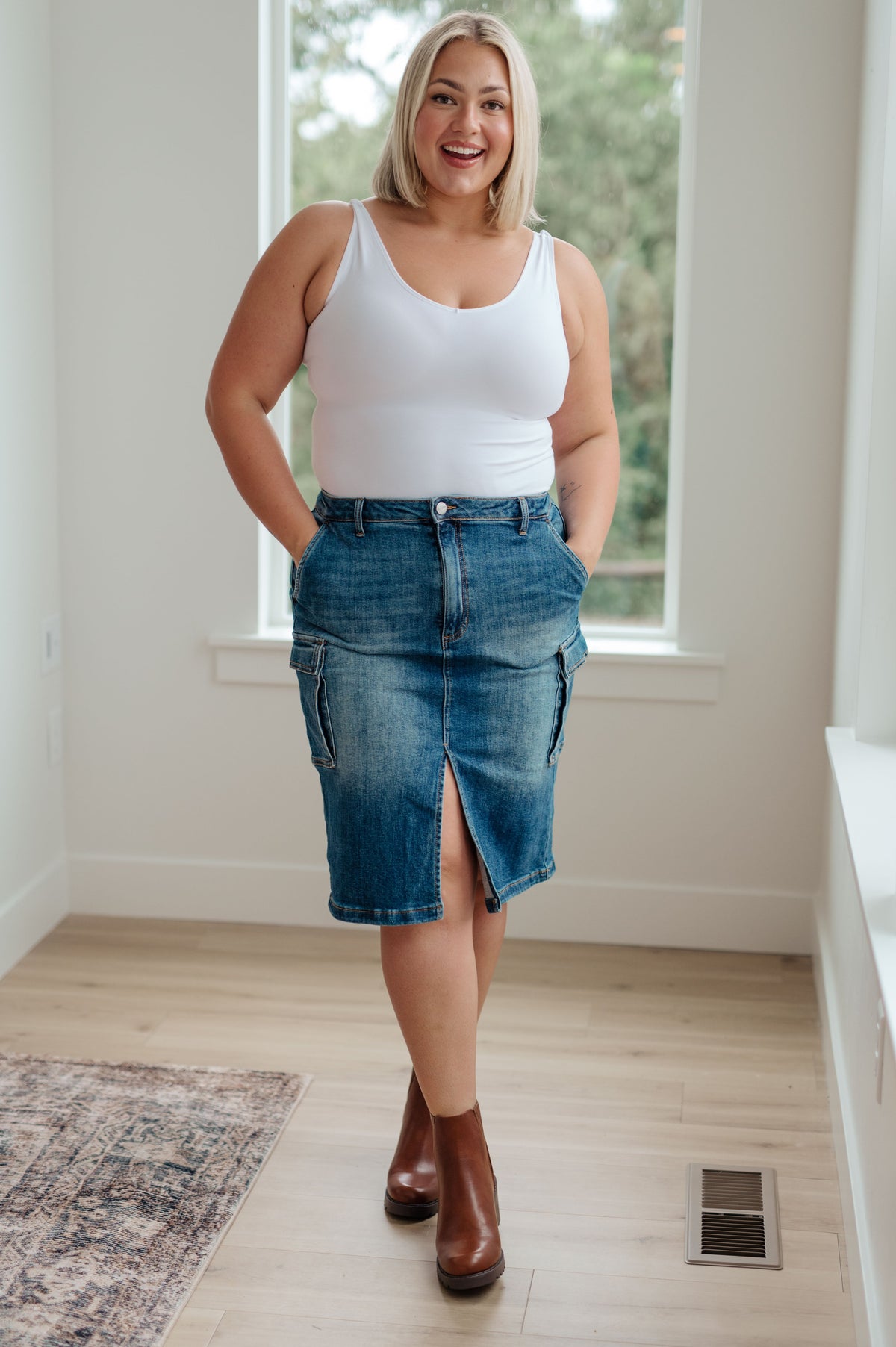 Always Be There Cargo Denim Skirt by Risen