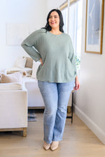 Austin Waffle Knit Basic Top In Sage