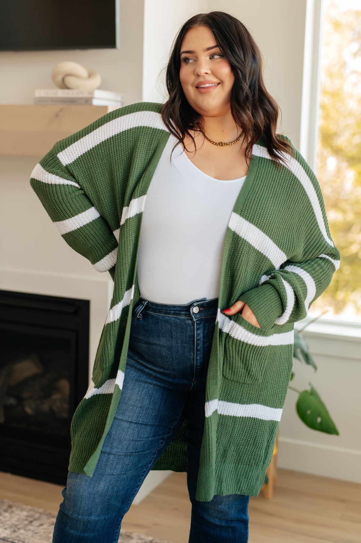 Brighter is Better Striped Cardigan in Green