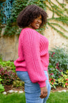 Claim The Stage Knit Sweater In Hot Pink