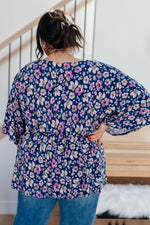 Dearest Dreamer Peplum Top in Navy Floral