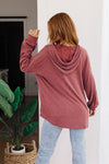 Happier Now Henley Hoodie in Burgundy