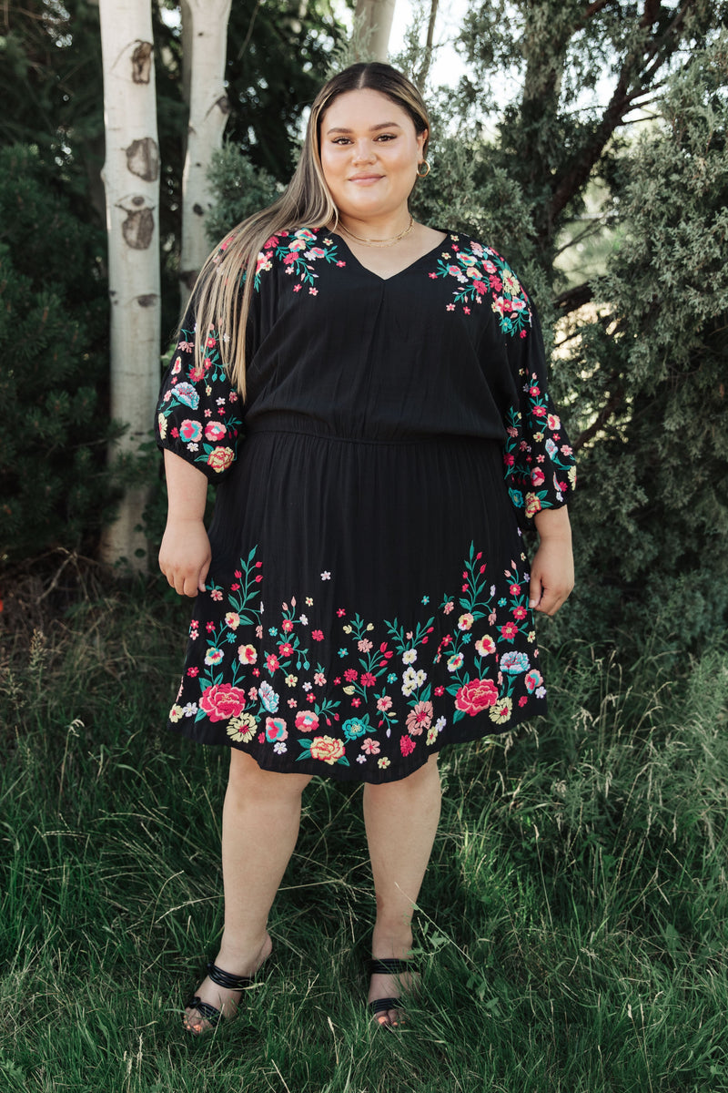 Happy To See You Floral Embroidered Dress