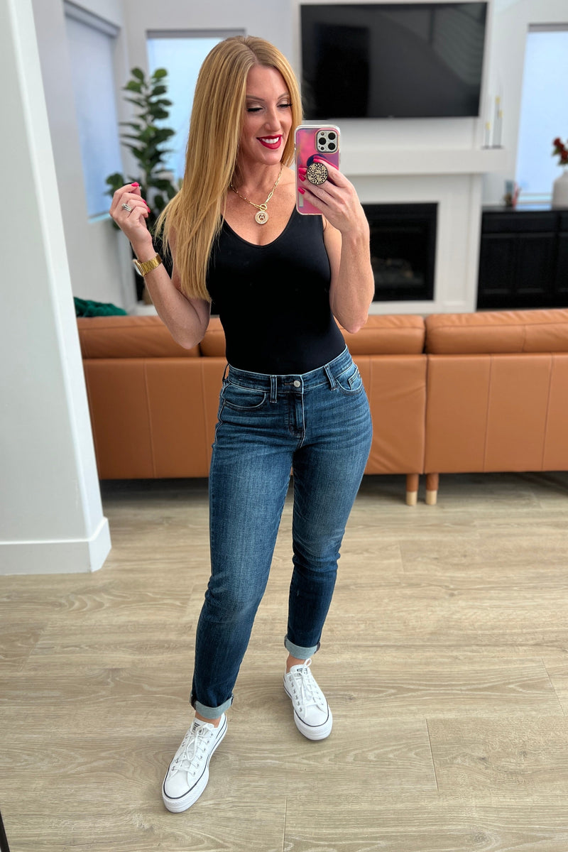 Amber Mid Rise Cuffed Slim Fit Judy Blue Jeans