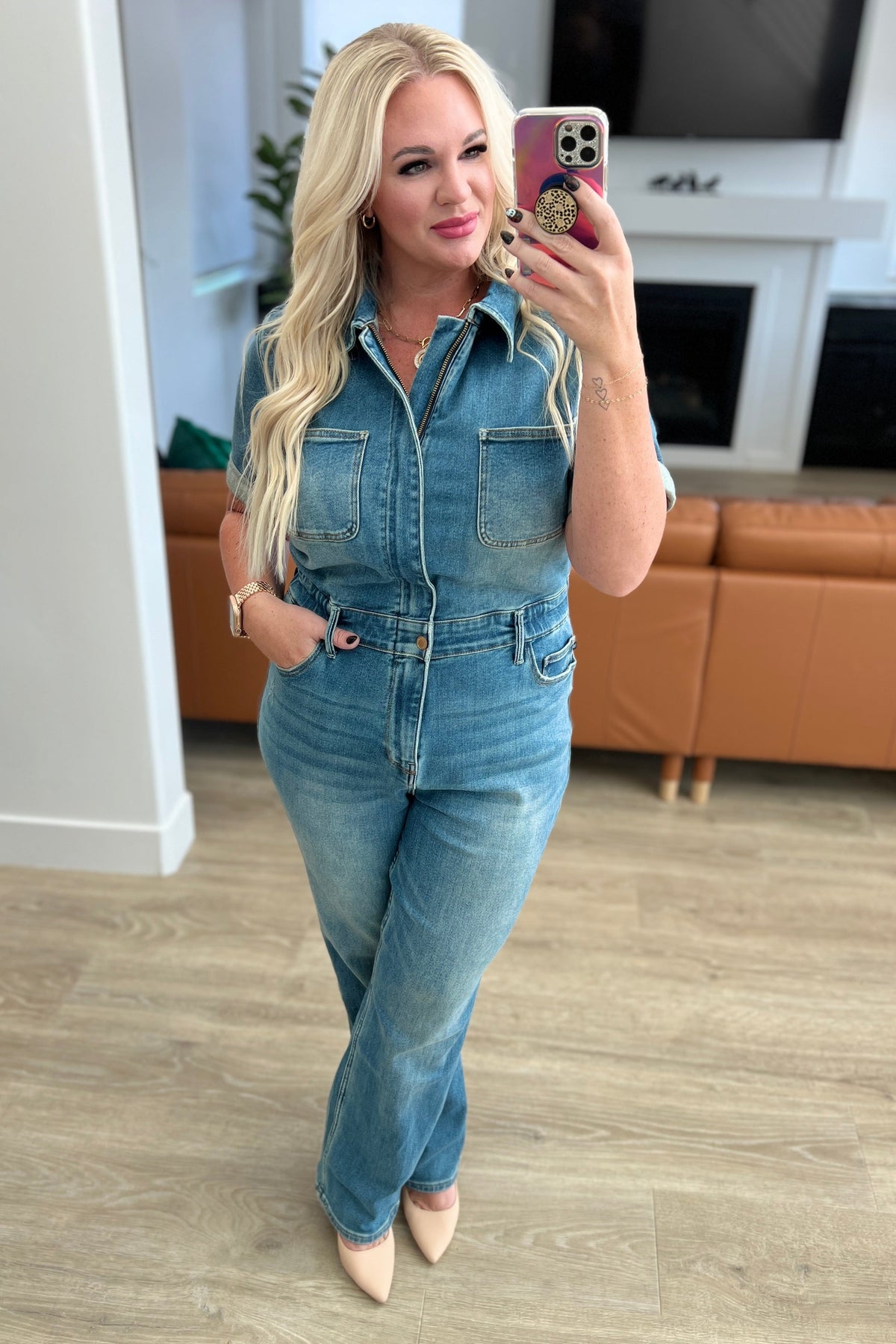 Sylvia Short Sleeve Denim Judy Blue Jumpsuit