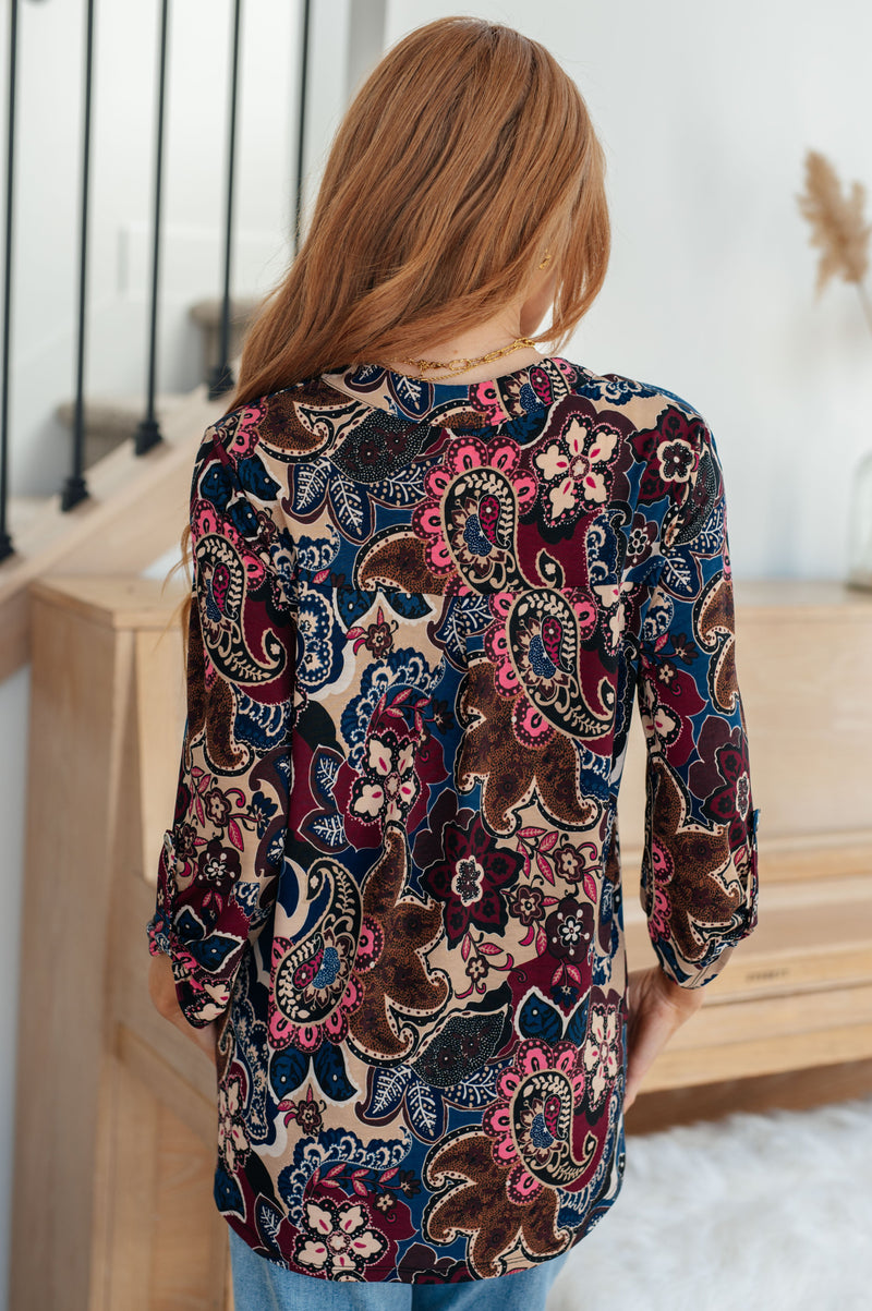 Little Lovely Blouse in Wine Paisley