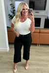 Lizzy High Rise Control Top Wide Leg Crop Judy Blue Jeans in Black