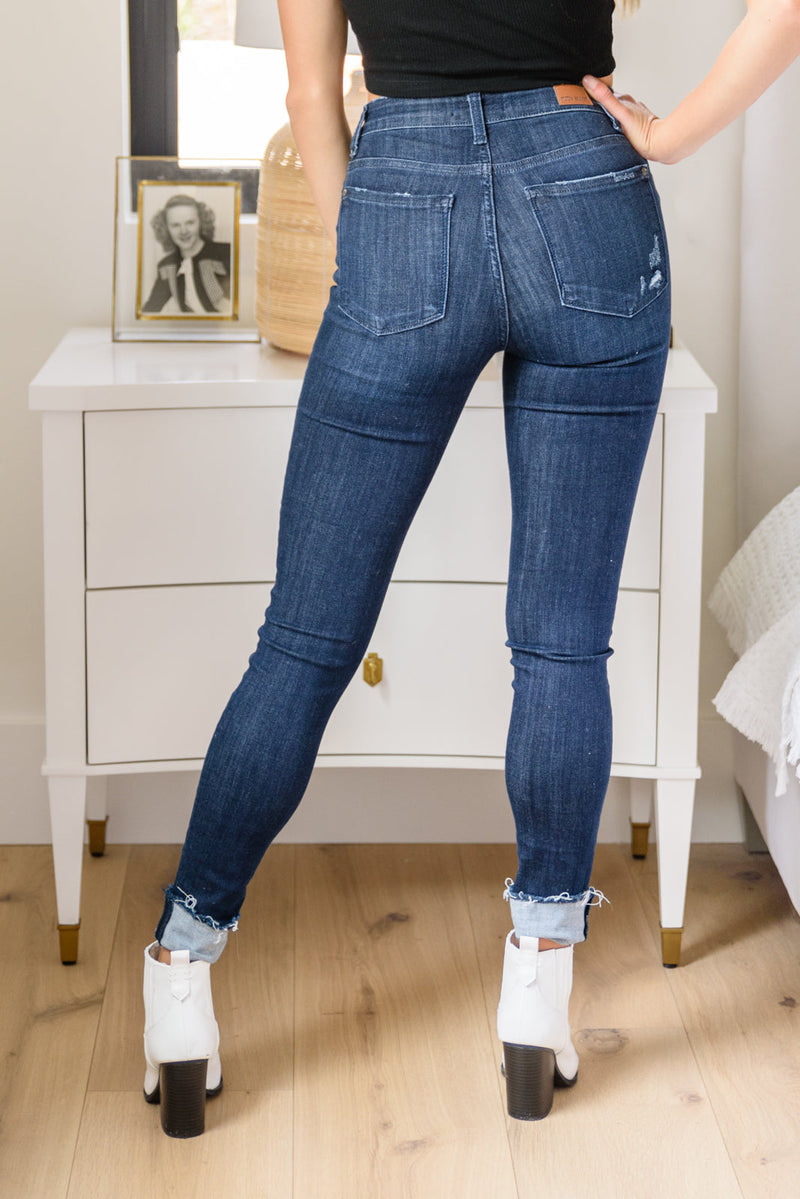 Maeve Mid-Rise Dark Wash Cuffed Judy Blue Skinny