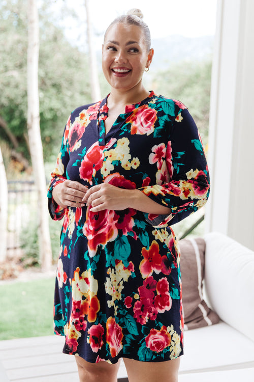 Moonlit Garden Floral Midi Dress