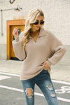 Horizontal Ribbing Johnny Collar Sweater