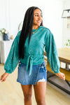 Tied Up In Cuteness Mineral Wash Sweater in Teal