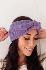 Pom Knit Head Wrap In Periwinkle