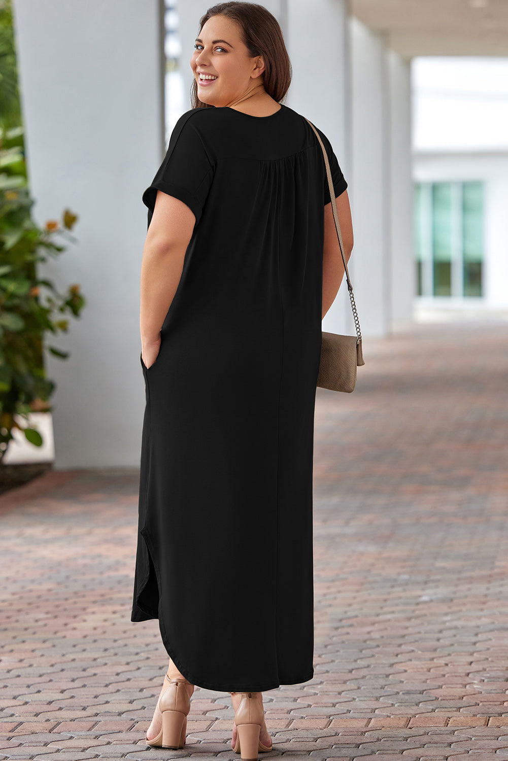 Veronica Plus Size V-Neck Maxi Dress