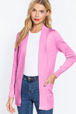 Matilda Ribbed Trim Open Front Cardigan