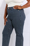 Cassidy High Waisted Tummy Control Striped Straight Jeans