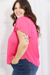 Just For You Short Ruffled Sleeve Top in Hot Pink