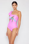 Vacay Mode One Shoulder Swimsuit in Carnation Pink