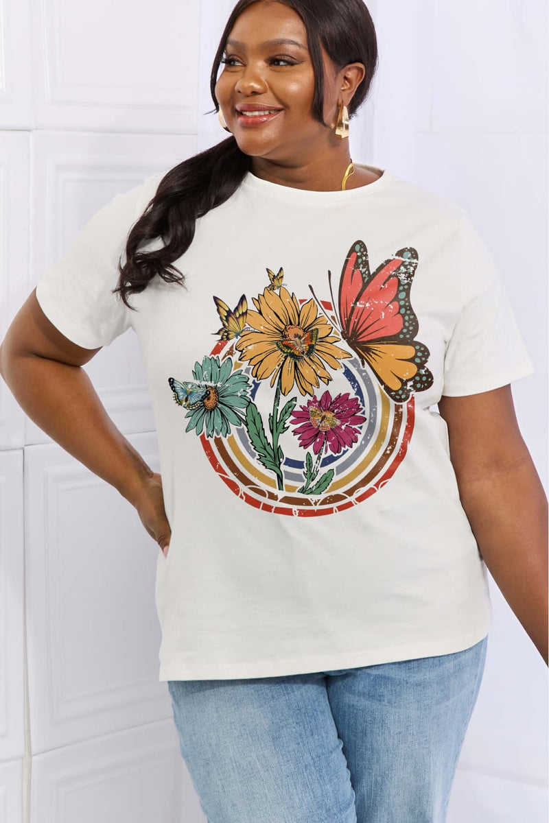 Flower & Butterfly Graphic Tee