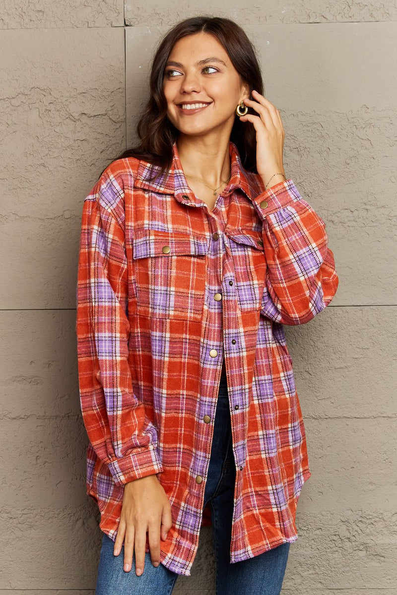 Skylar Plaid Button-Down Long Sleeve Jacket