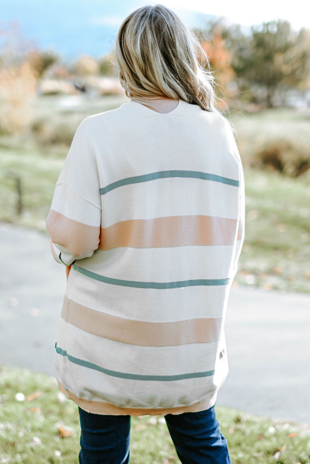 Elisa Plus Size Striped Cardigan