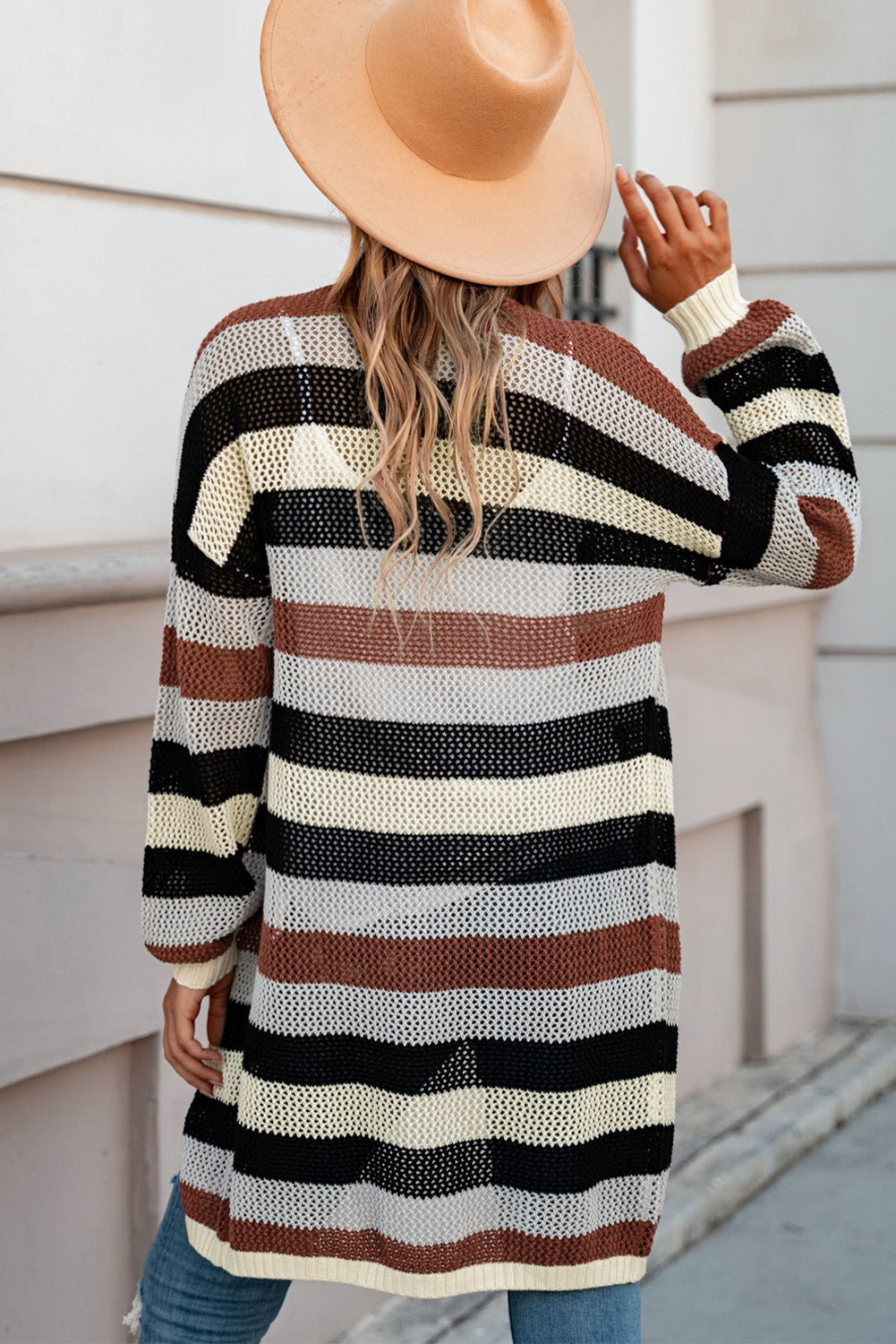 Khloe Striped Openwork Cardigan