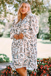 Plus Size Paisley Print Puff Sleeve Dress